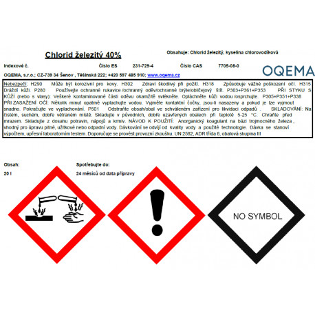 Chlorid železitý 40% kanystr 20l