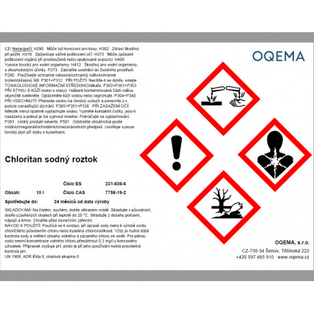 Chloritan sodný - etiketa