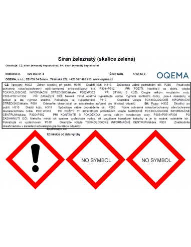 Síran železnatý (skalice zelená) etiketa