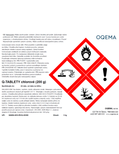 Etiketa Q-tablety chlorové dóza 5 kg