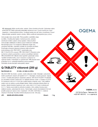 Etiketa Q-tablety chlorové dóza 1 kg