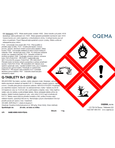 Q-tablety 5v1 dóza 1 kg etiketa