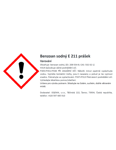Benzoan sodný E 211 prášek, pytel 25 kg