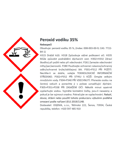 Peroxid vodíku 35% etiketa